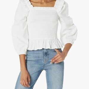 The Drop smocked white cotton shirt